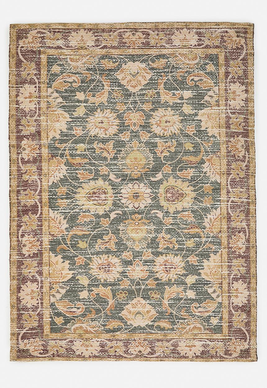 Chenille Distressed Floral Rug Multi 200 x 300