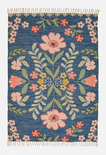 Claudia Embroidered Cotton Blend Rug Multi