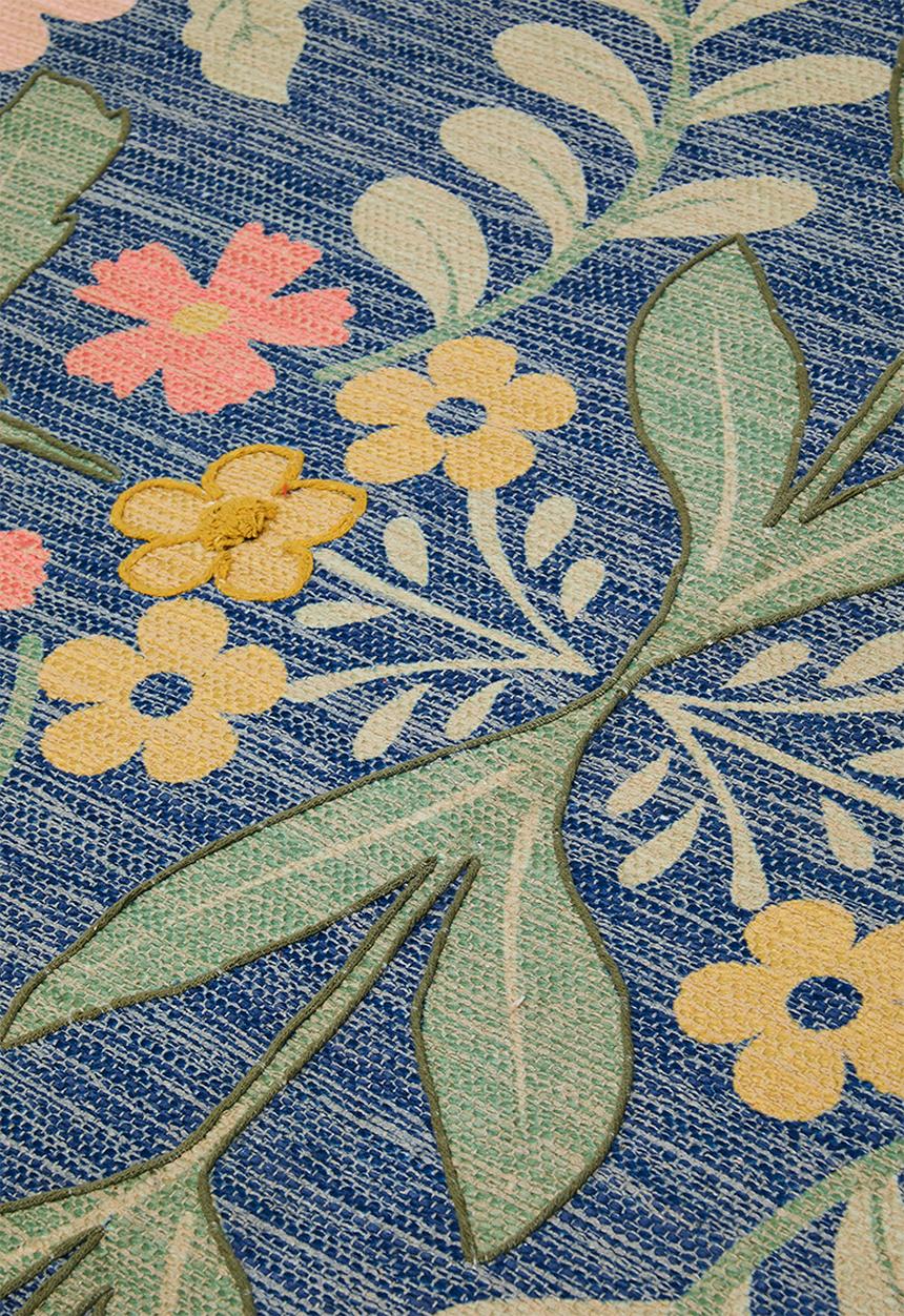 Claudia Embroidered Cotton Blend Rug Multi