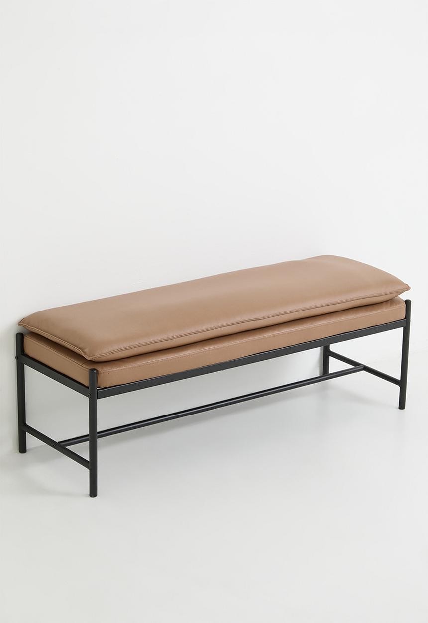 Faux Leather Saddle Bench - Tan