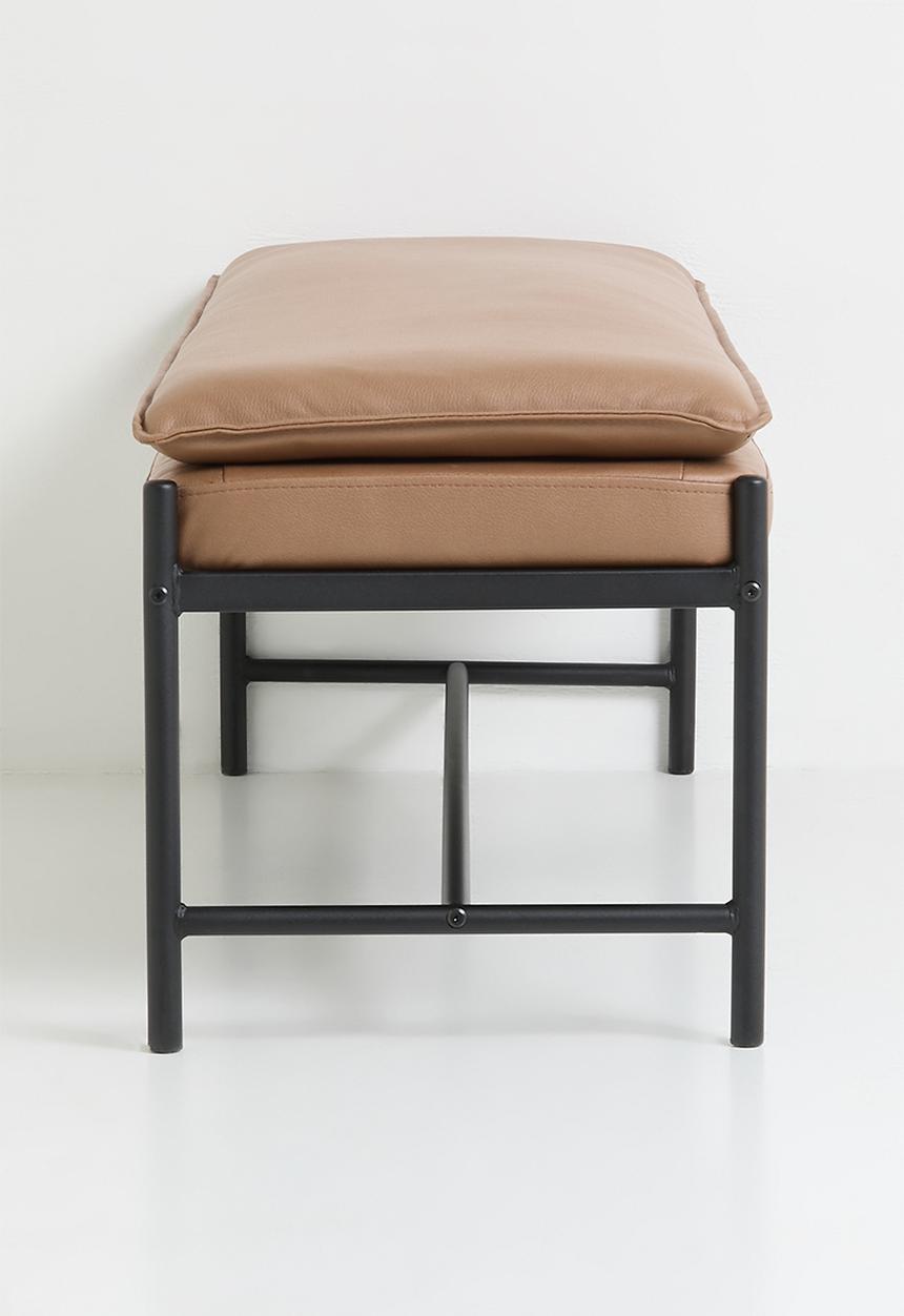 Faux Leather Saddle Bench - Tan