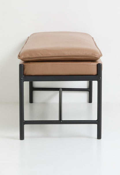 Faux Leather Saddle Bench - Tan