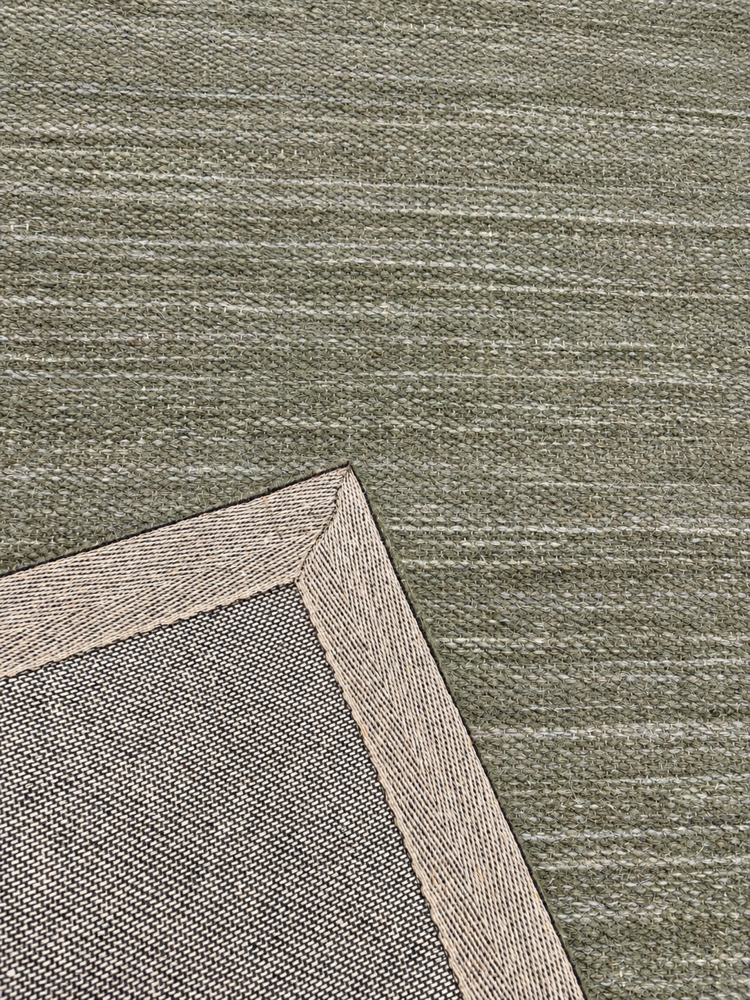 Olive Handwoven Wool Blend Rug - 300x400