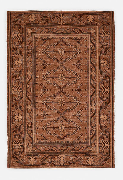 Flo Cotton Printed Rug – Rust