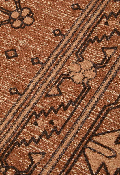 Flo Cotton Printed Rug – Rust
