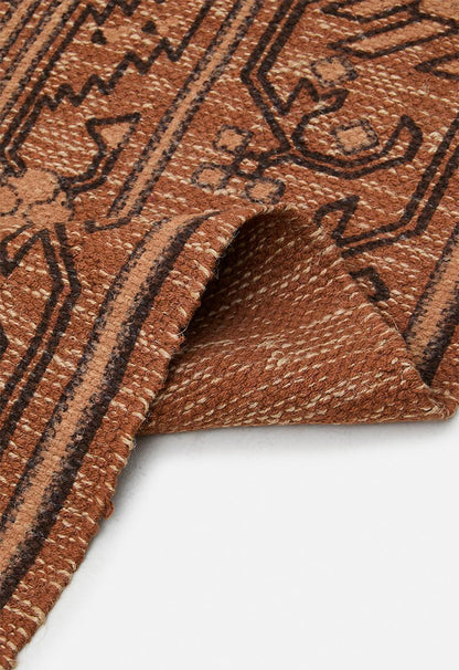 Flo Cotton Printed Rug – Rust