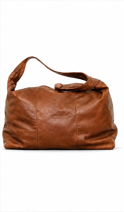 Genuine Leather Weekend Away Bag - Go Natural Brown