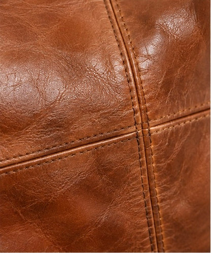 Genuine Leather Weekend Away Bag - Go Natural Brown