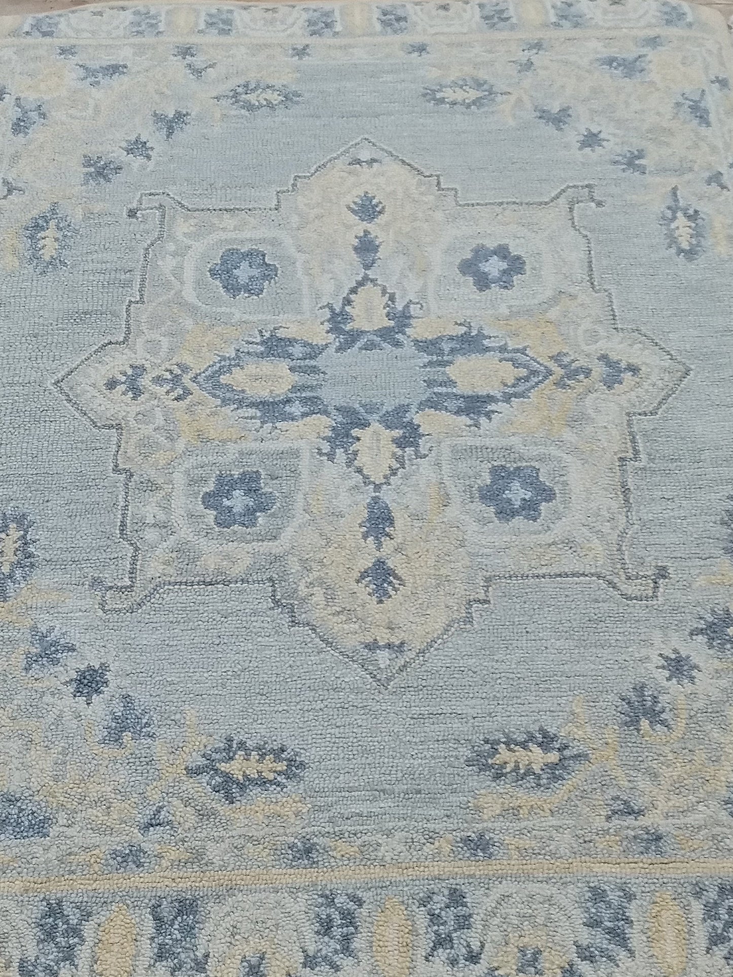 Vintage Inspired Hand - Knotted Wool Oushak Rug 160 x 230
