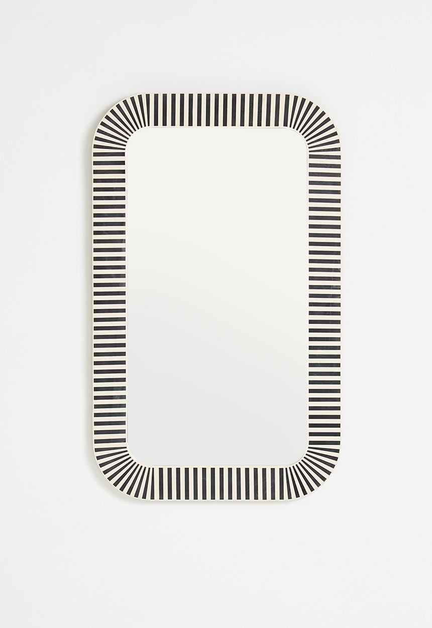 Inlay Rounded Rectangular Mirror - Black & White