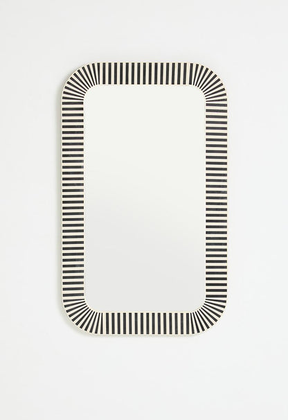 Inlay Rounded Rectangular Mirror - Black & White