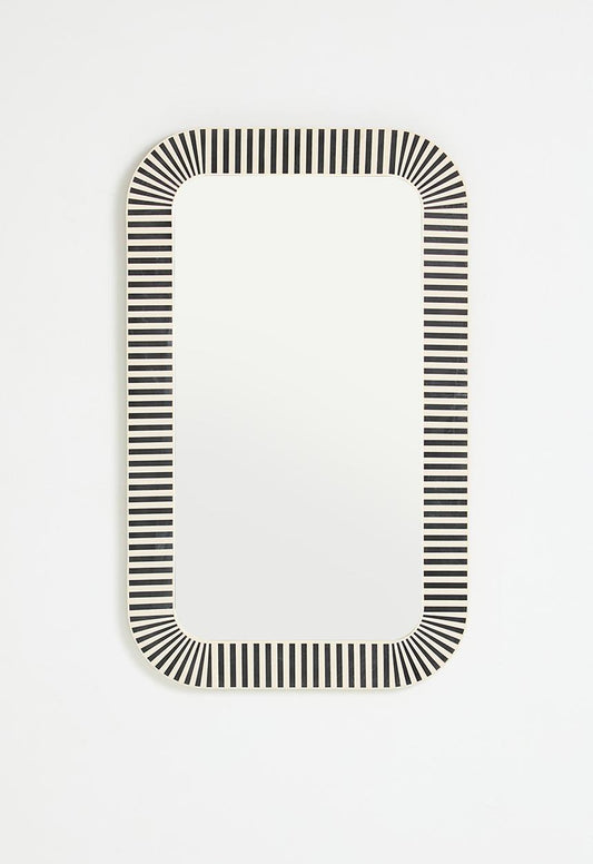 Inlay Rounded Rectangular Mirror - Black & White
