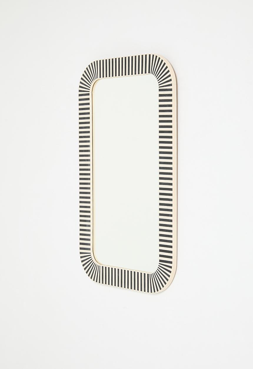 Inlay Rounded Rectangular Mirror - Black & White