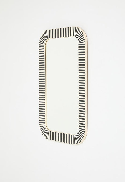 Inlay Rounded Rectangular Mirror - Black & White