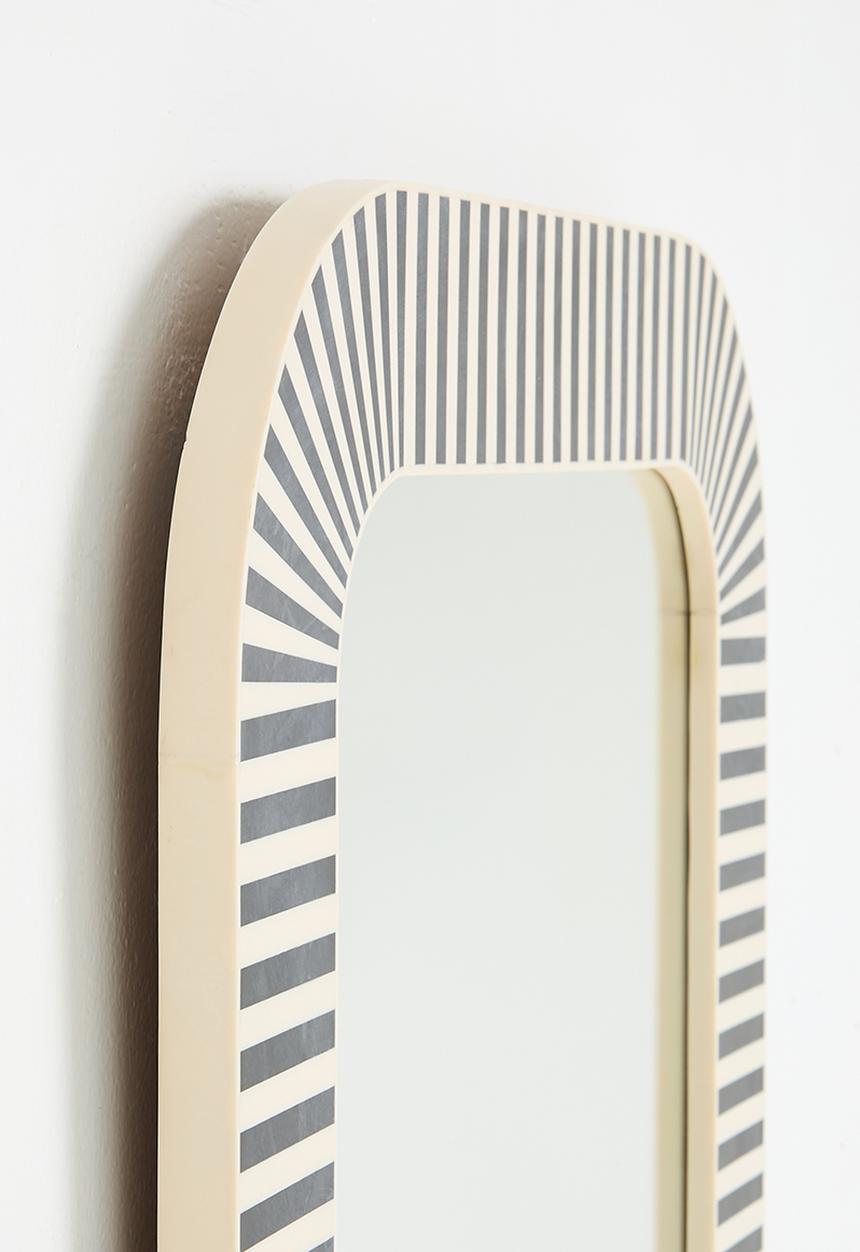 Inlay Rounded Rectangular Mirror - Black & White