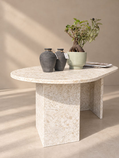 Cream Terrazzo Stone Coffee Table