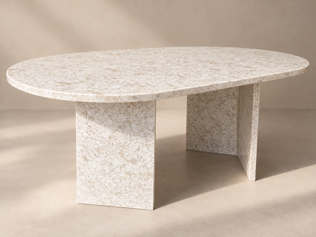Cream Terrazzo Stone Coffee Table