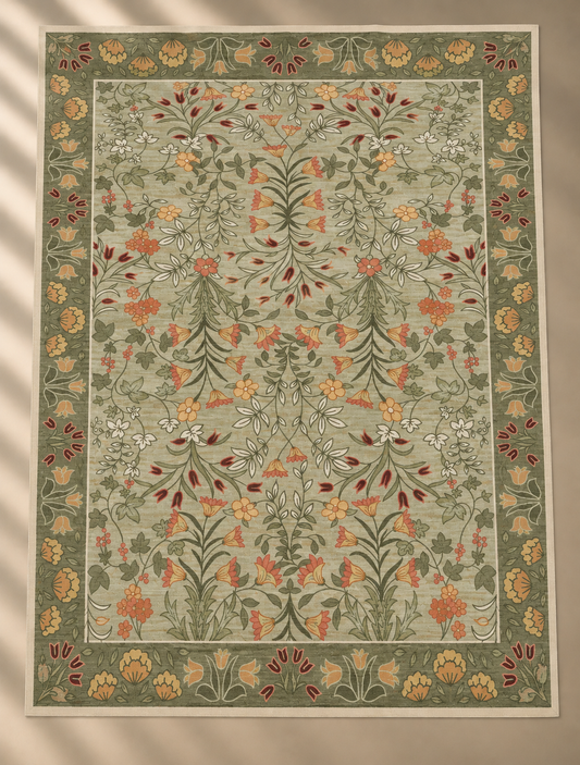 Brisbane Vintage Floral Rug Sage Green - 200x300
