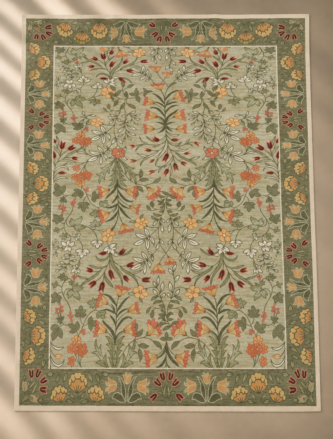Brisbane Vintage Floral Rug Sage Green - 160x230