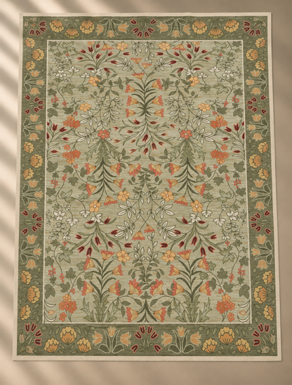 Brisbane Vintage Floral Rug Sage Green - 160x230