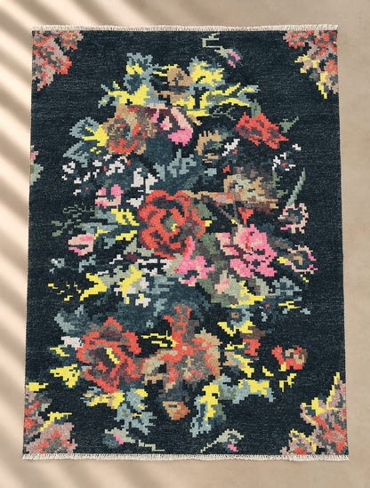 Eve Vintage Floral Rug Charcoal & Multi - 160x230