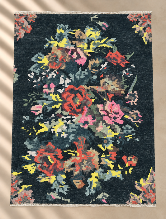 Eve Vintage Floral Rug Charcoal & Multi - 160x230