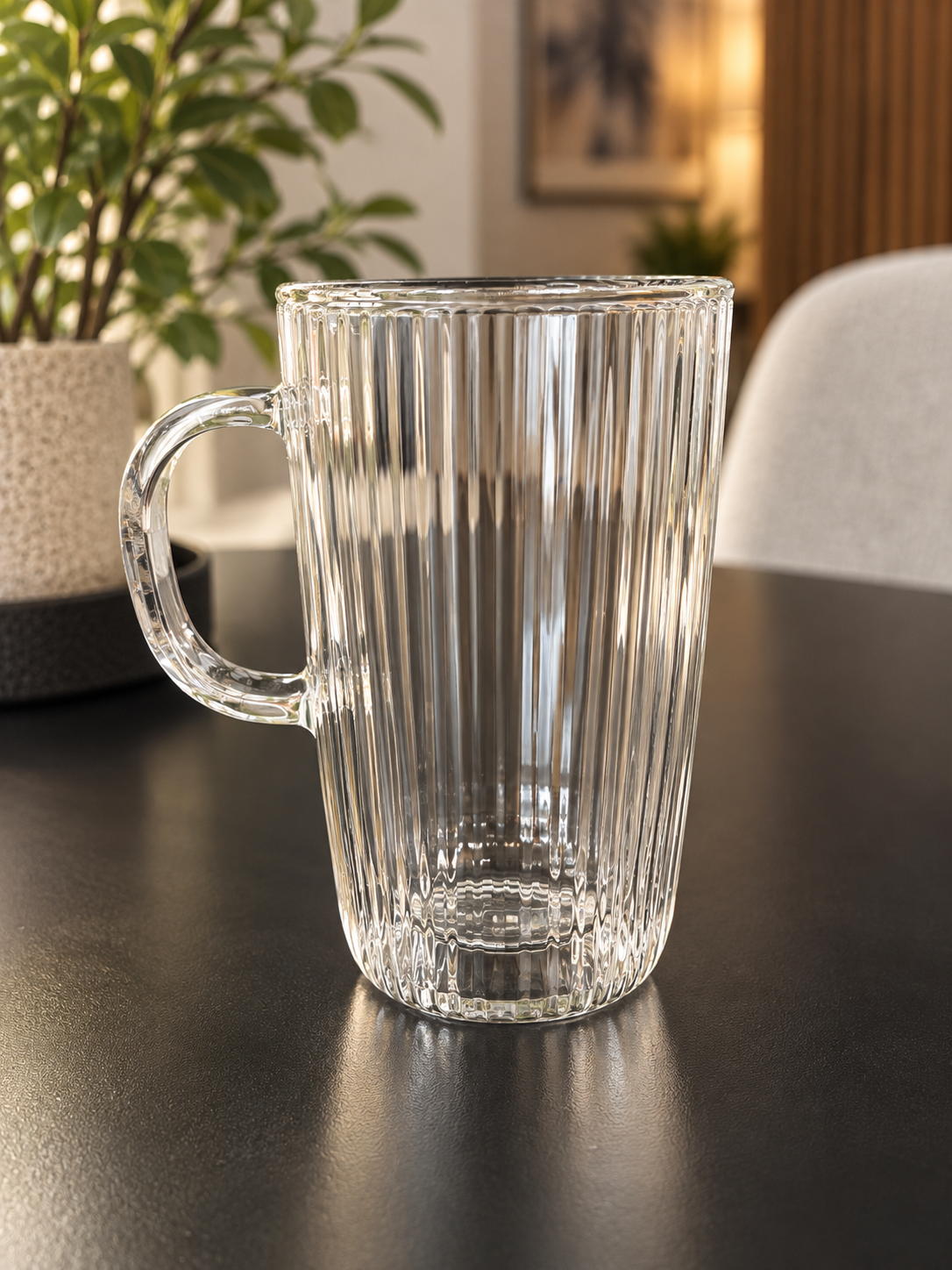 Ribbed Glass Mug