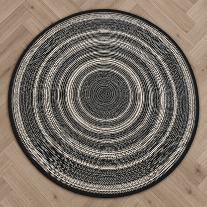Black & White Outdoor Round Rug - 200cm Diameter