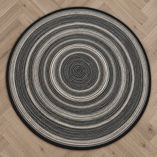 Black & White Outdoor Round Rug - 200cm Diameter