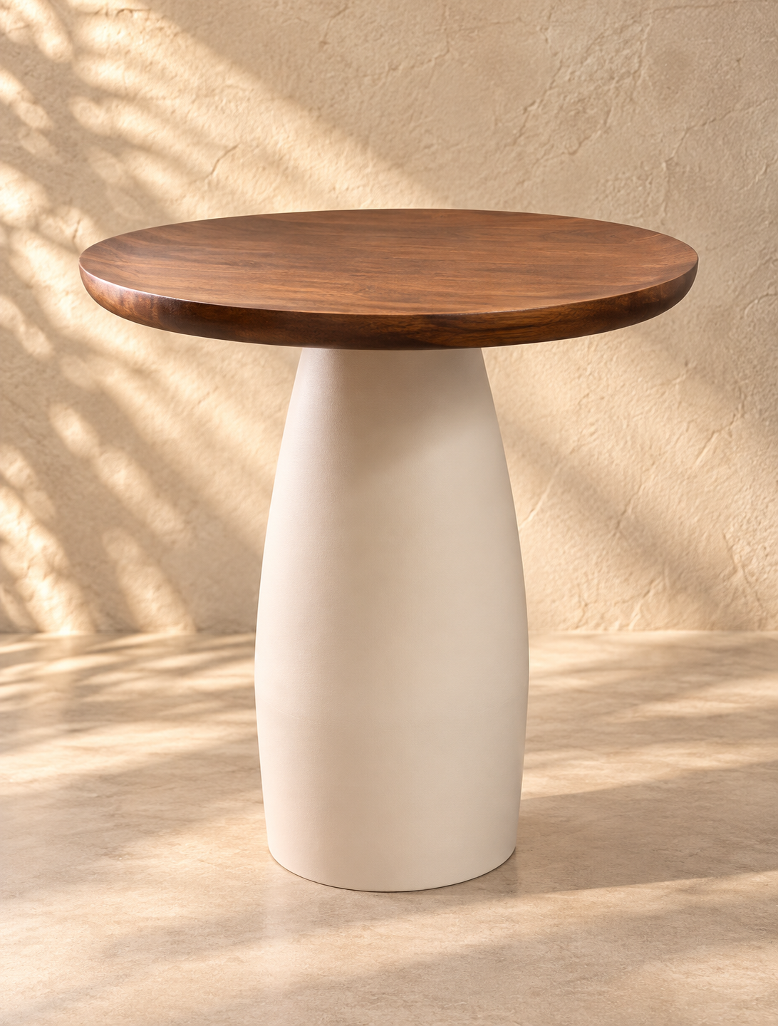 The Sienna Pedestal Side Table – Natural & Cream