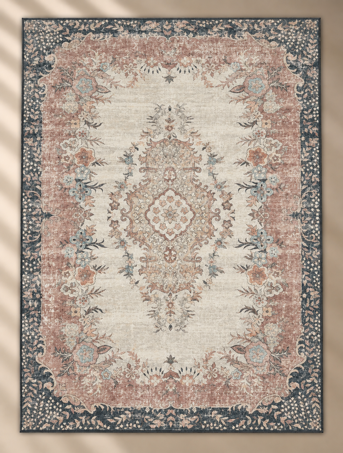 Antique Distressed Rug Maroon & Blue - 160x230