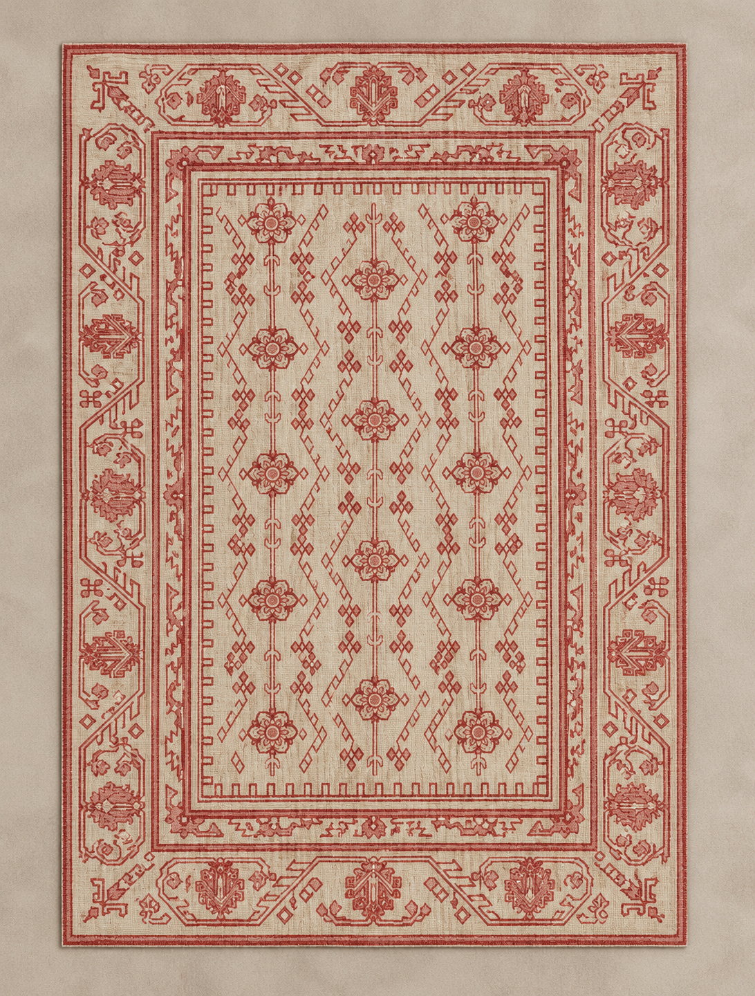 Neutral & Pink Antique Cotton Rug - 120x180