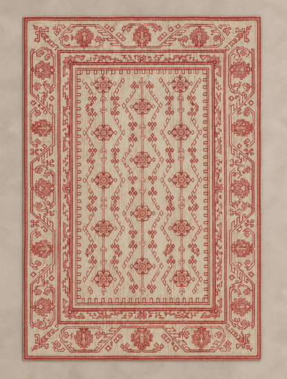 Neutral & Pink Antique Cotton Rug - 120x180