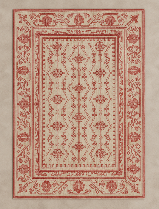 Neutral & Pink Antique Cotton Rug - 120x180