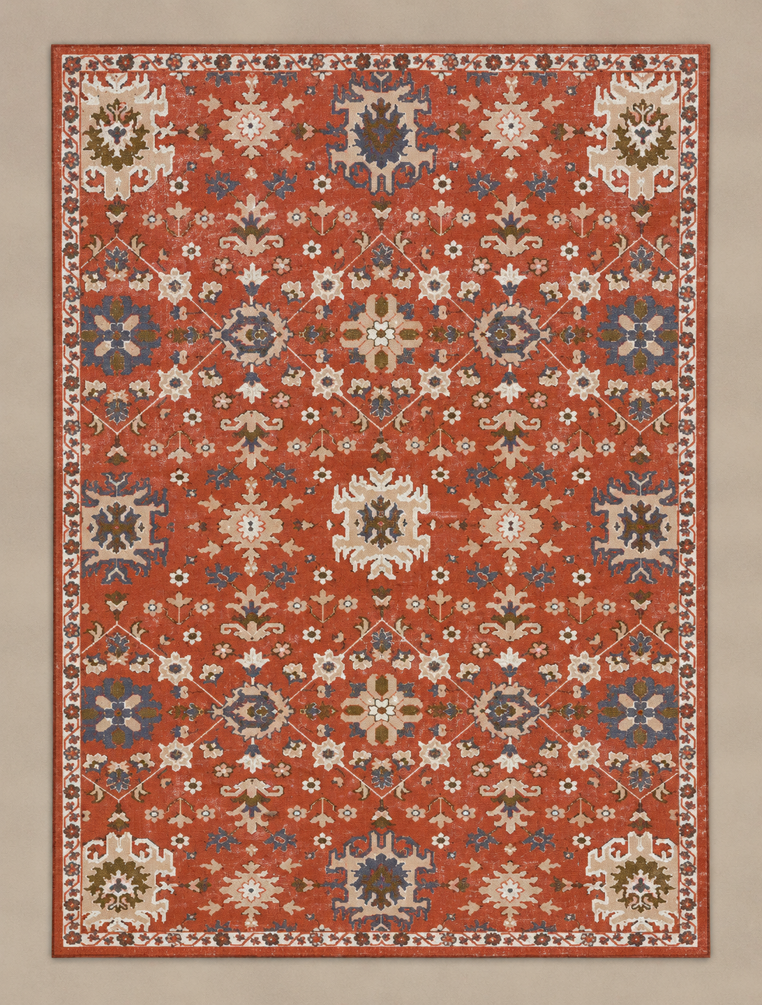 Printed Cotton Rug Floral Multi - 120x180