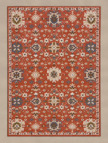 Printed Cotton Rug Floral Multi - 120x180
