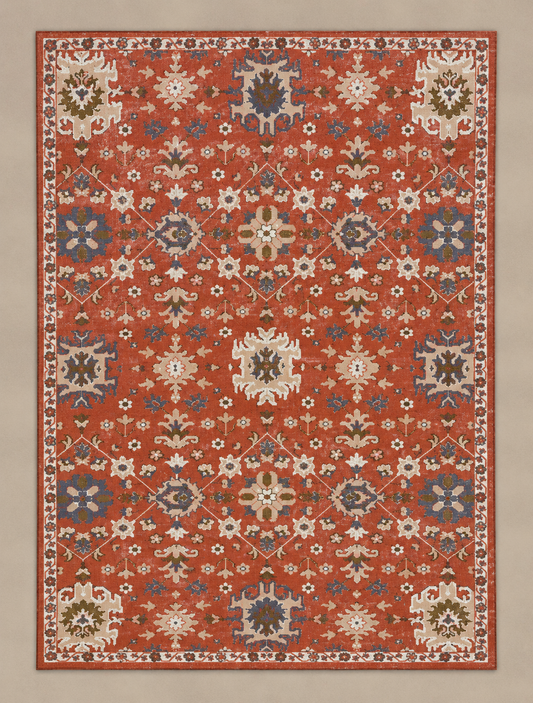 Printed Cotton Rug Floral Multi - 120x180