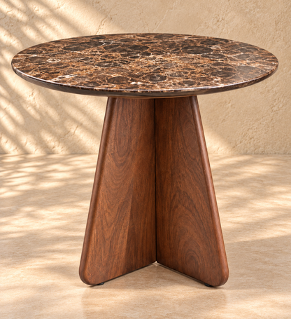 The Verona Oval Side Table – Marble Effect & Dark Wood