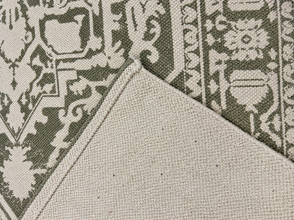 Antique Printed Cotton Rug Natural & Sage - 120x180