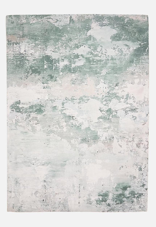 Cotton chenille plush distressed rug - green - 200 x 300