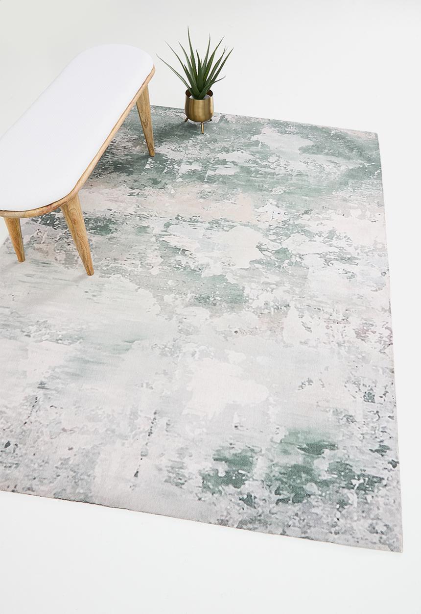 Cotton chenille plush distressed rug - green - 200 x 300