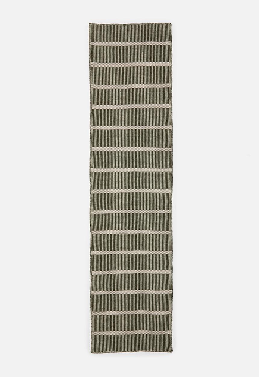 Woven Stripe Cotton Runner Olive