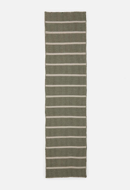Woven Stripe Cotton Runner Olive