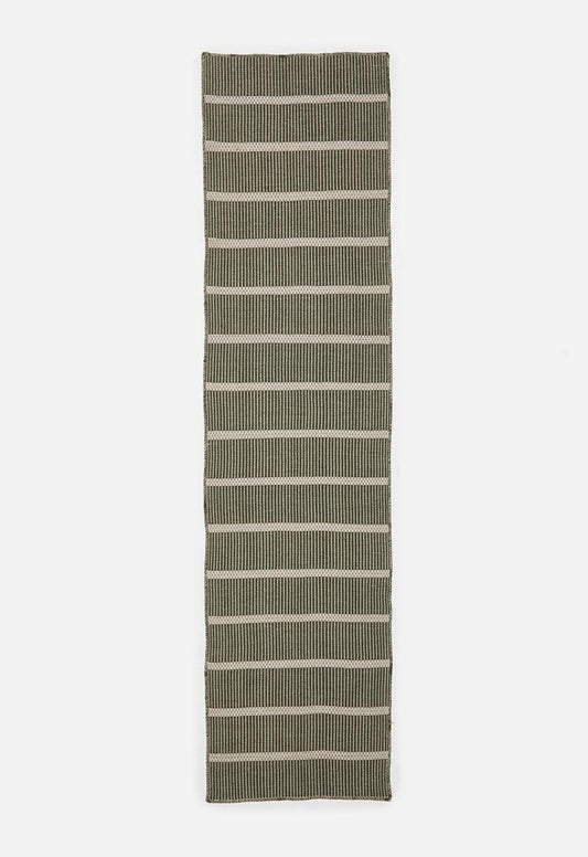 Woven Stripe Cotton Runner Olive