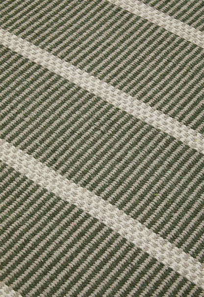 Woven Stripe Cotton Runner Olive