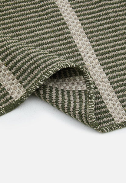 Woven Stripe Cotton Runner Olive