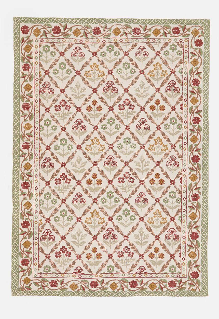 Diamond Floral Cotton Printed Rug Multi - 160 x 230
