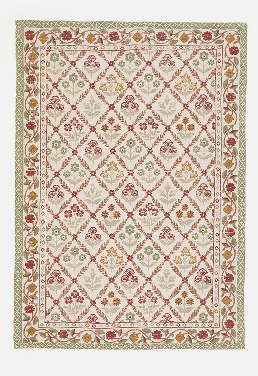 Diamond Floral Cotton Printed Rug Multi - 160 x 230