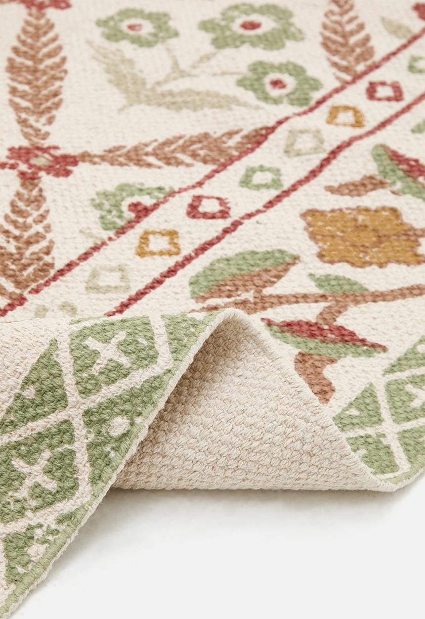 Diamond Floral Cotton Printed Rug Multi - 160 x 230