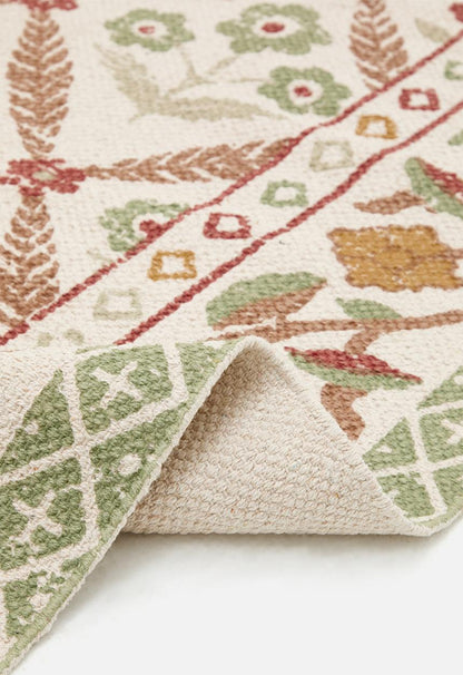 Diamond Floral Cotton Printed Rug Multi - 160 x 230